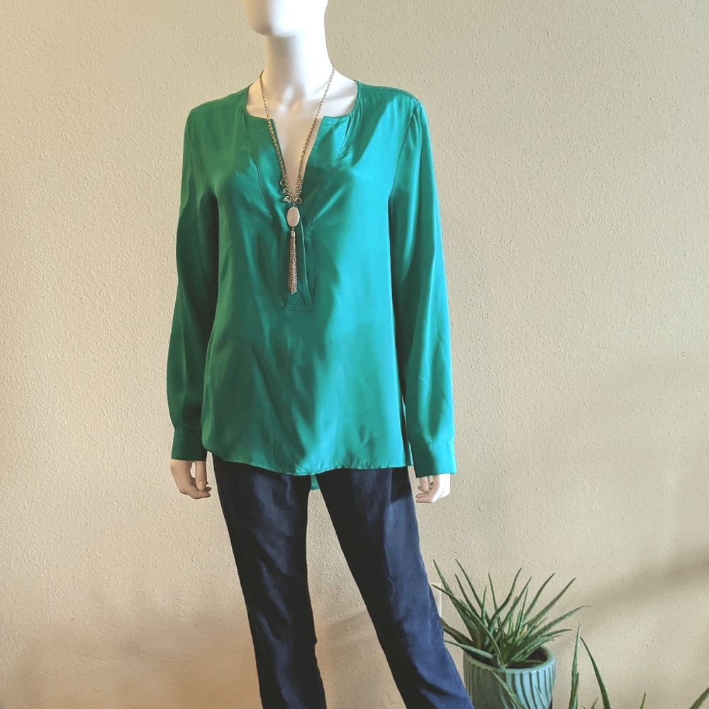 BR Kelly Green Silk Blouse